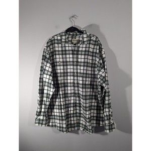 Eddie Bauer EUC Green Plaid Flannel Button Down Cotton Shirt Men Size XXXL